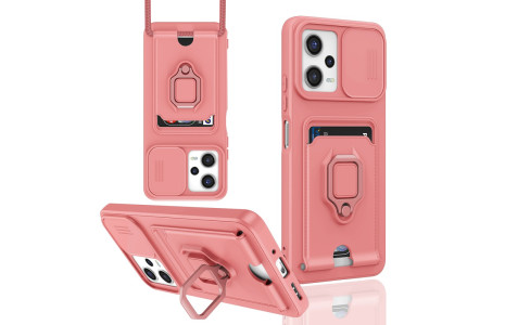 Newface Xiaomi Poco X5 5G Kılıf Zuma Kartvizitli Yüzüklü Silikon - Pembe