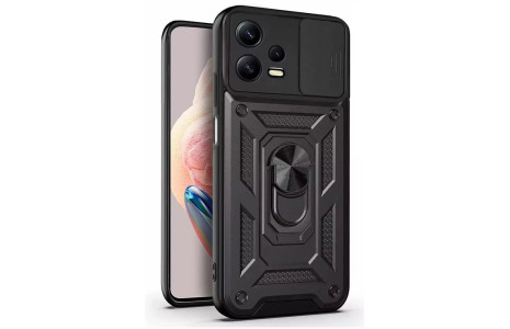 Newface Xiaomi Poco X5 Pro 5G Kılıf Pars Lens Yüzüklü Silikon - Siyah