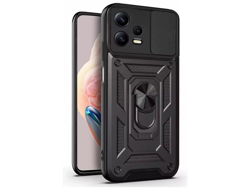 Newface Xiaomi Poco X5 Pro 5G Kılıf Pars Lens Yüzüklü Silikon - Siyah