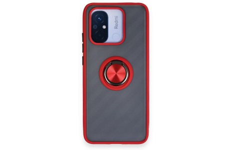 Newface Xiaomi Redmi 12C Kılıf Montreal Yüzüklü Silikon Kapak - Kırmızı