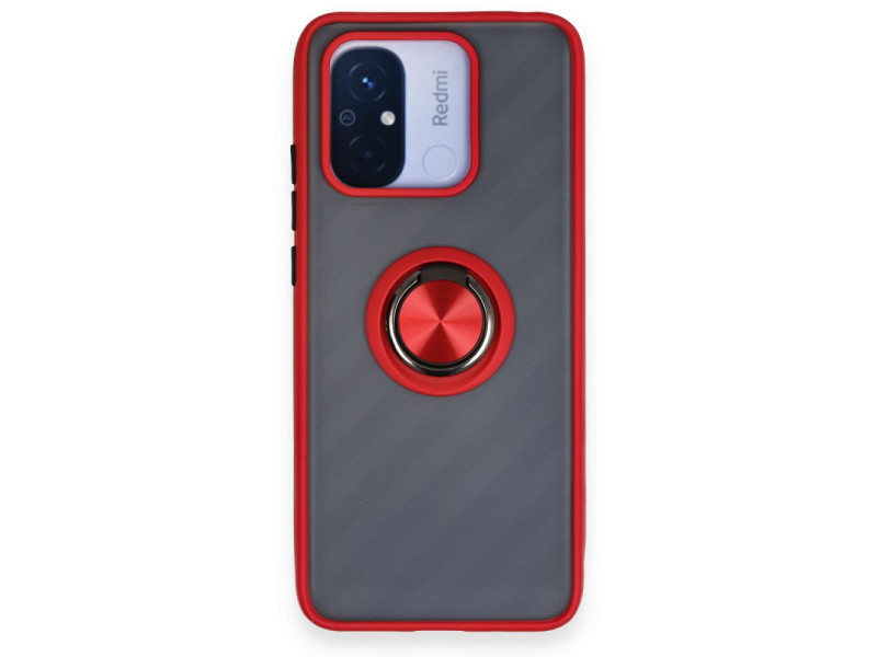 Newface Xiaomi Redmi 12C Kılıf Montreal Yüzüklü Silikon Kapak - Kırmızı