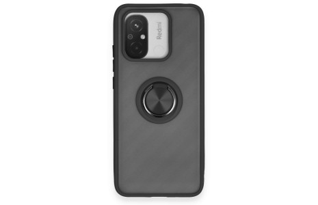 Newface Xiaomi Redmi 12C Kılıf Montreal Yüzüklü Silikon Kapak - Siyah