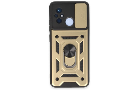 Newface Xiaomi Redmi 12C Kılıf Pars Lens Yüzüklü Silikon - Gold