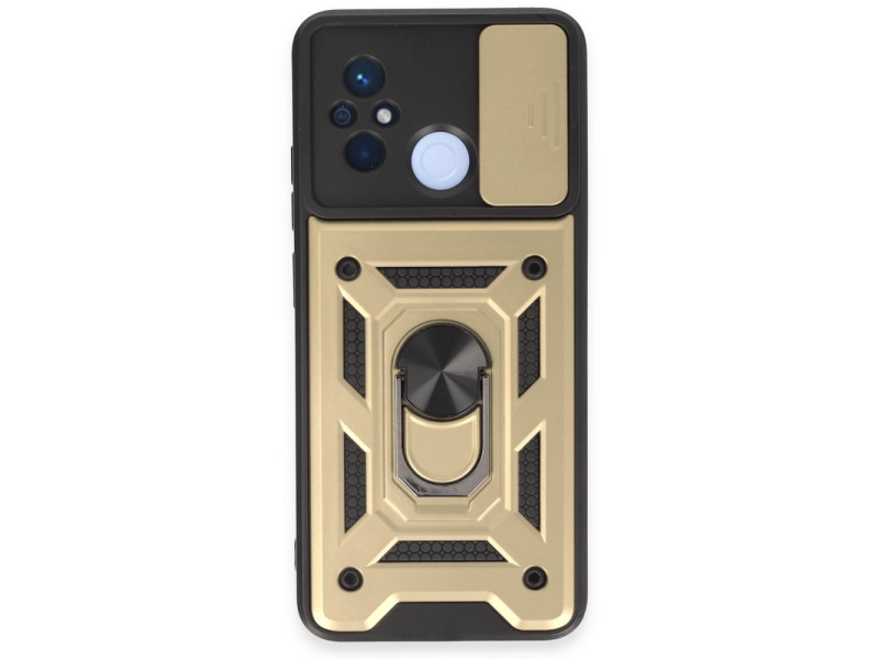 Newface Xiaomi Redmi 12C Kılıf Pars Lens Yüzüklü Silikon - Gold