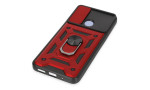 Newface Xiaomi Redmi 12C Kılıf Pars Lens Yüzüklü Silikon - Kırmızı