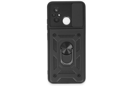 Newface Xiaomi Redmi 12C Kılıf Pars Lens Yüzüklü Silikon - Siyah