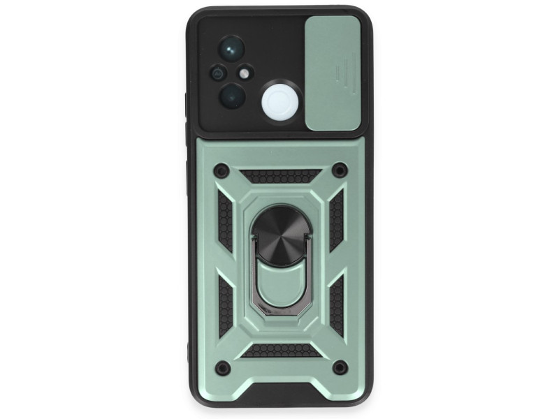 Newface Xiaomi Redmi 12C Kılıf Pars Lens Yüzüklü Silikon - Yeşil
