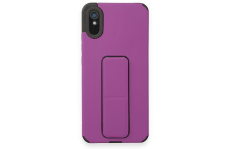 Newface Xiaomi Redmi 9A Kılıf Mega Standlı Silikon - Mor