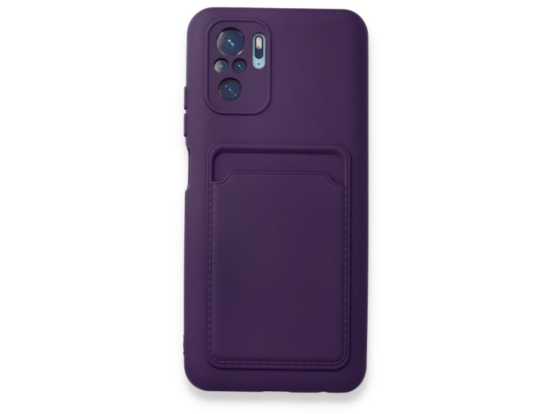 Newface Xiaomi Redmi Note 10S Kılıf Kelvin Kartvizitli Silikon - Derin Mor
