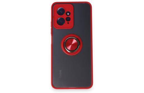 Newface Xiaomi Redmi Note 12 4G Kılıf Montreal Yüzüklü Silikon Kapak - Kırmızı