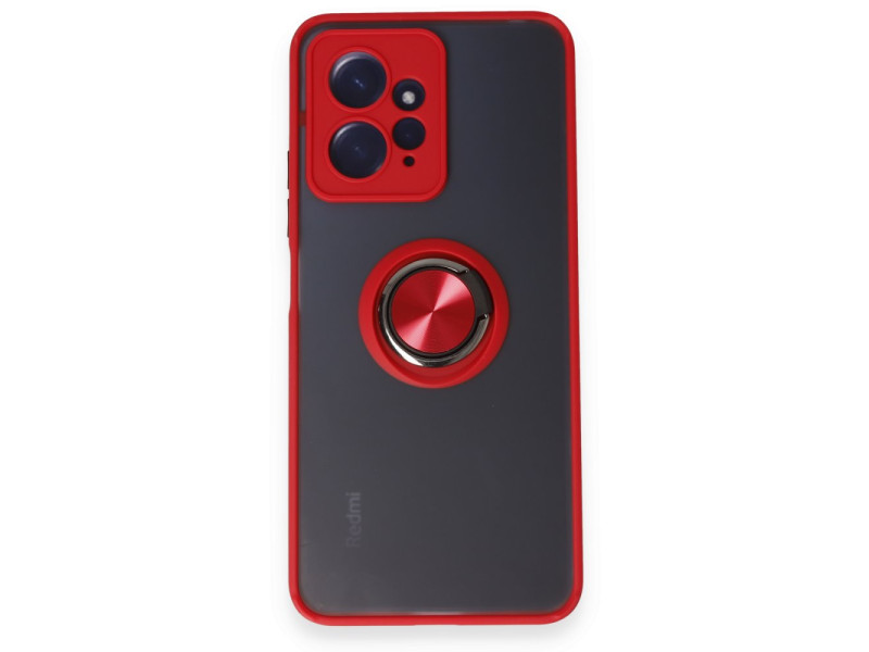 Newface Xiaomi Redmi Note 12 4G Kılıf Montreal Yüzüklü Silikon Kapak - Kırmızı