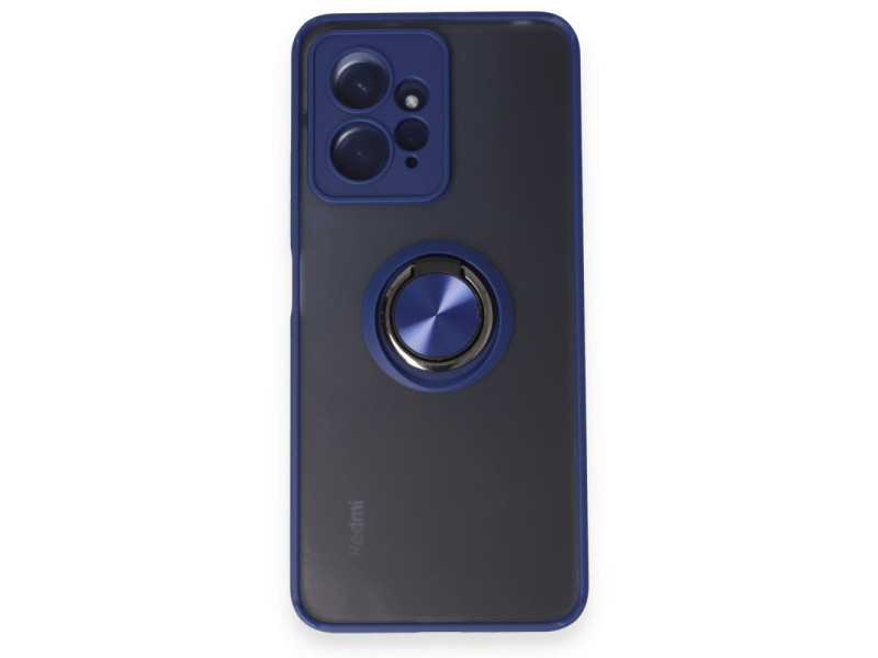Newface Xiaomi Redmi Note 12 4G Kılıf Montreal Yüzüklü Silikon Kapak - Lacivert