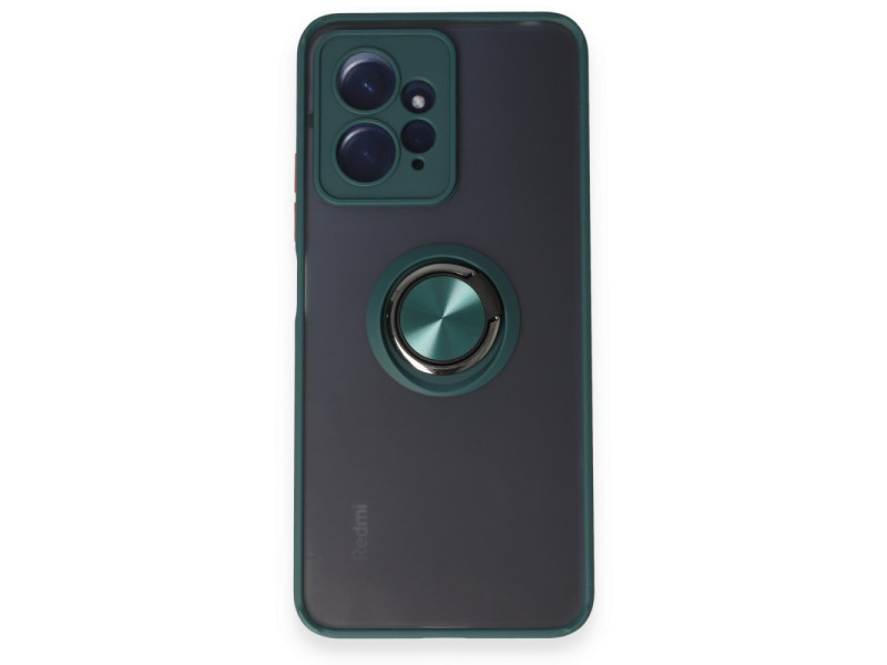 Newface Xiaomi Redmi Note 12 4G Kılıf Montreal Yüzüklü Silikon Kapak - Yeşil