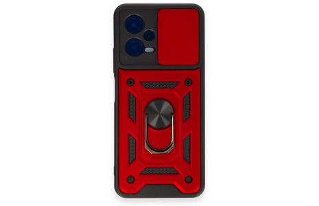 Newface Xiaomi Redmi Note 12 4G Kılıf Pars Lens Yüzüklü Silikon - Kırmızı