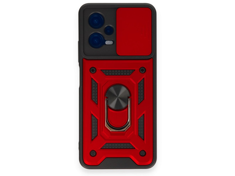 Newface Xiaomi Redmi Note 12 4G Kılıf Pars Lens Yüzüklü Silikon - Kırmızı