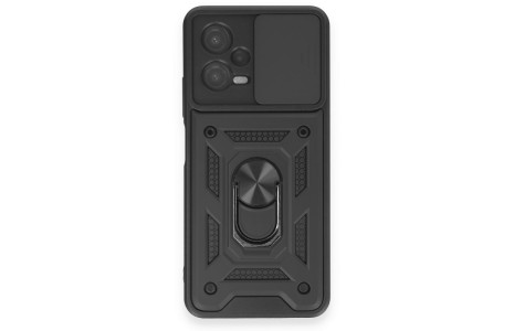 Newface Xiaomi Redmi Note 12 4G Kılıf Pars Lens Yüzüklü Silikon - Siyah