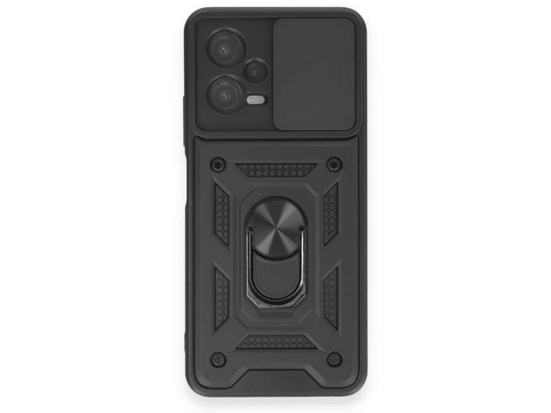 Newface Xiaomi Redmi Note 12 4G Kılıf Pars Lens Yüzüklü Silikon - Siyah