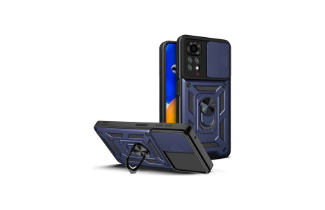 Newface Xiaomi Redmi Note 12 Pro 4G Kılıf Pars Lens Yüzüklü Silikon - Lacivert