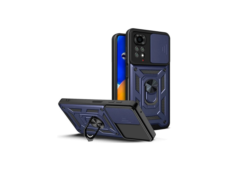 Newface Xiaomi Redmi Note 12 Pro 4G Kılıf Pars Lens Yüzüklü Silikon - Lacivert