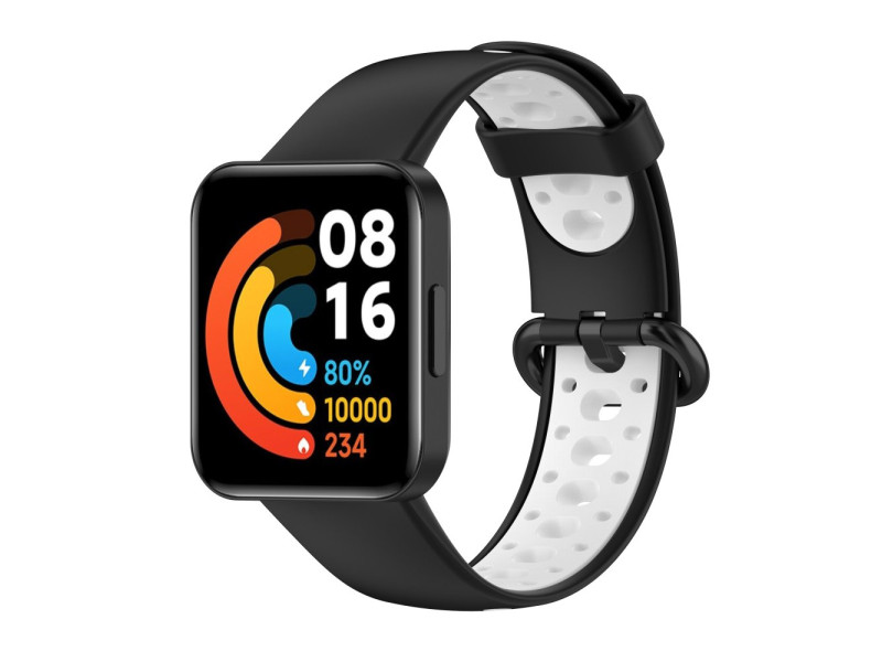 Newface Xiaomi Redmi Watch 2 Lite Spor Delikli Kordon - Siyah-Beyaz