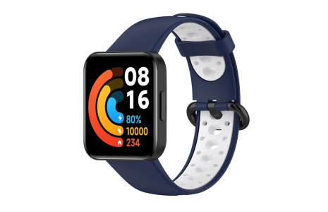 Newface Xiaomi Redmi Watch 2 Spor Delikli Kordon - Lacivert-Beyaz