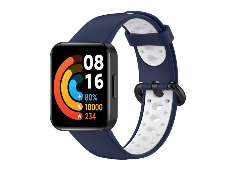 Newface Xiaomi Redmi Watch 2 Spor Delikli Kordon - Lacivert-Beyaz