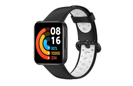 Newface Xiaomi Redmi Watch 2 Spor Delikli Kordon - Siyah-Beyaz