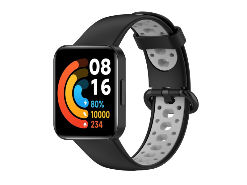 Newface Xiaomi Redmi Watch 2 Spor Delikli Kordon - Siyah-Gri