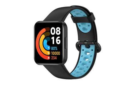 Newface Xiaomi Redmi Watch 2 Spor Delikli Kordon - Siyah-Mavi