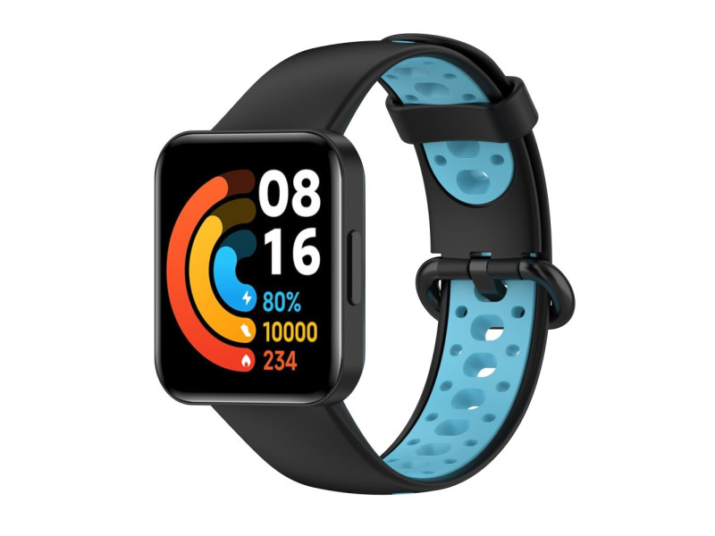 Newface Xiaomi Redmi Watch 2 Spor Delikli Kordon - Siyah-Mavi