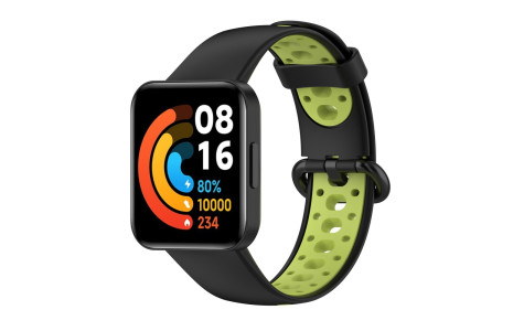 Newface Xiaomi Redmi Watch 2 Spor Delikli Kordon - Siyah-Yeşil