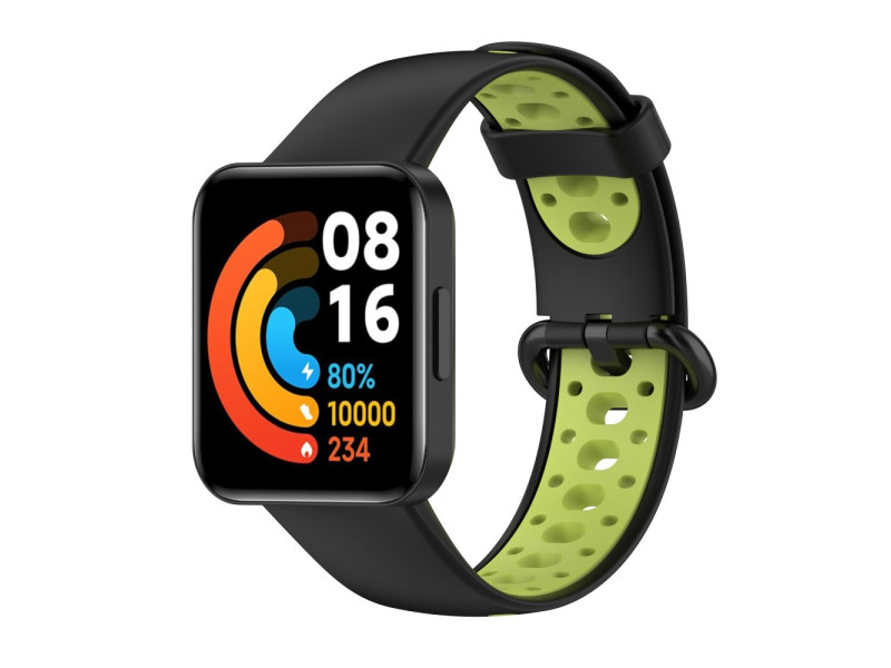 Newface Xiaomi Redmi Watch 2 Spor Delikli Kordon - Siyah-Yeşil