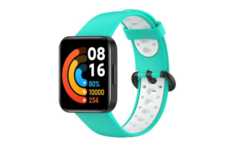 Newface Xiaomi Redmi Watch 2 Spor Delikli Kordon - Turkuaz-Beyaz