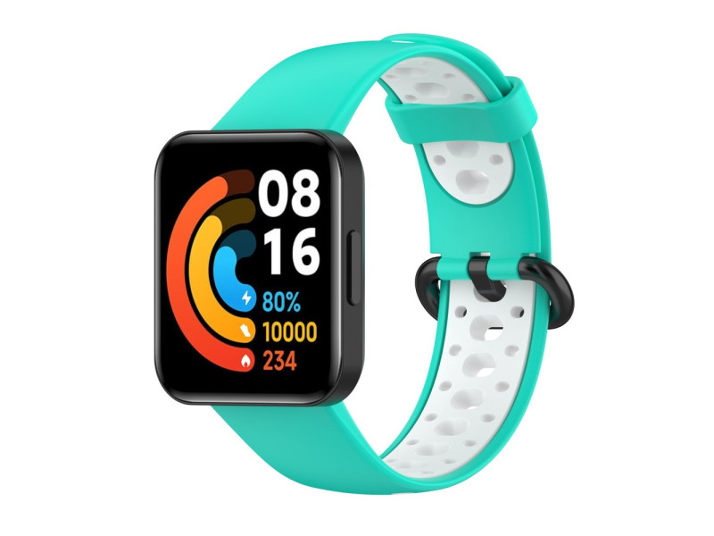 Newface Xiaomi Redmi Watch 2 Spor Delikli Kordon - Turkuaz-Beyaz