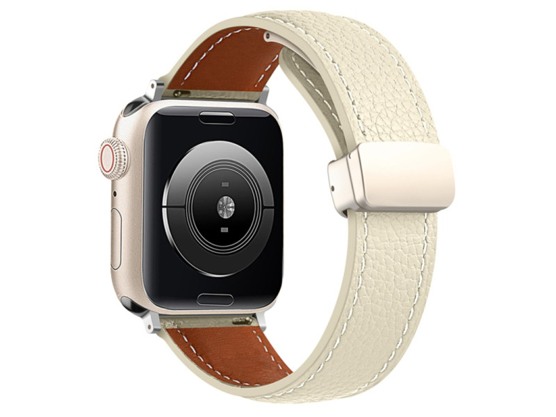 Newface Apple Watch 40mm KR414 Daks Deri Kordon - Beyaz