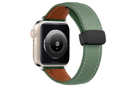 Newface Apple Watch 40mm KR414 Daks Deri Kordon - Koyu Yeşil