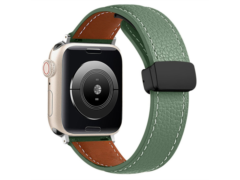Newface Apple Watch 40mm KR414 Daks Deri Kordon - Koyu Yeşil