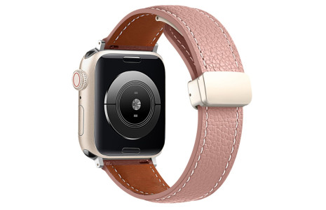 Newface Apple Watch 40mm KR414 Daks Deri Kordon - Pembe
