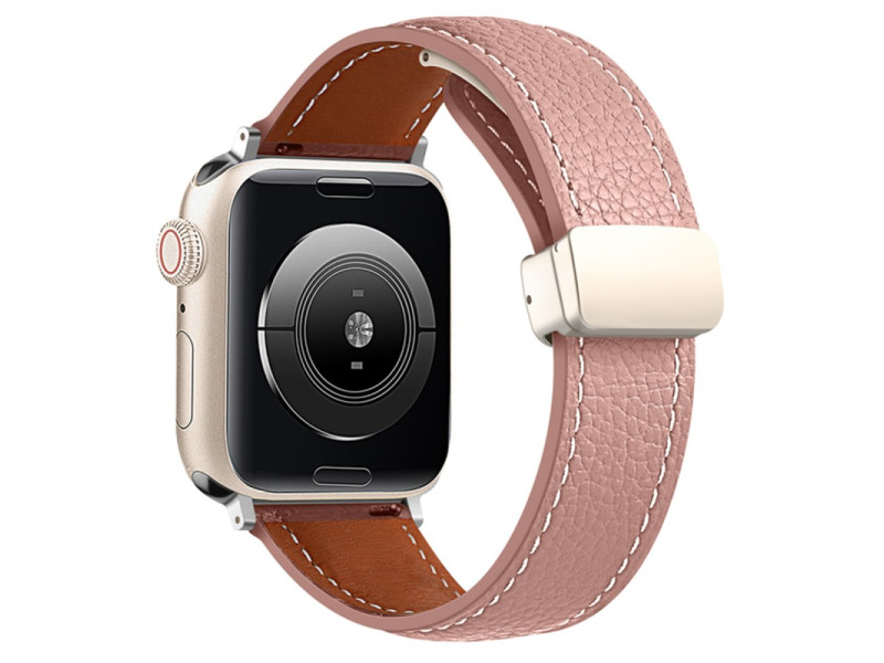 Newface Apple Watch 40mm KR414 Daks Deri Kordon - Pembe