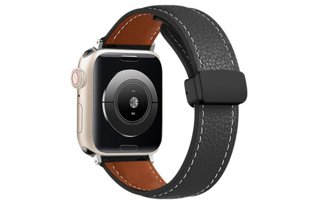 Newface Apple Watch 40mm KR414 Daks Deri Kordon - Siyah