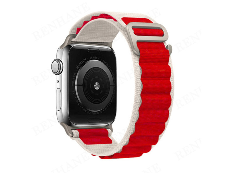 Newface Apple Watch 40mm Mountain Kordon - Beyaz-Kırmızı