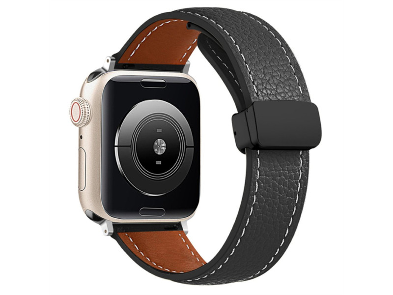 Newface Apple Watch 42mm KR414 Daks Deri Kordon - Siyah