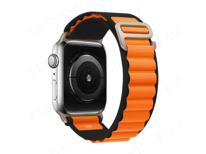 Newface Apple Watch 44mm Mountain Kordon - Siyah-Turuncu