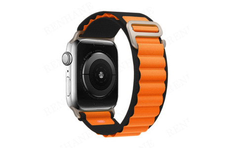 Newface Apple Watch 45mm Mountain Kordon - Siyah-Turuncu