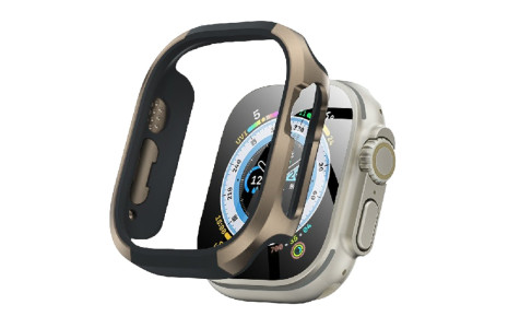 Movenchy Apple Watch Ultra 49mm MO-WT3 Alüminyum Camlı Kasa Ekran Koruyucu - Gold