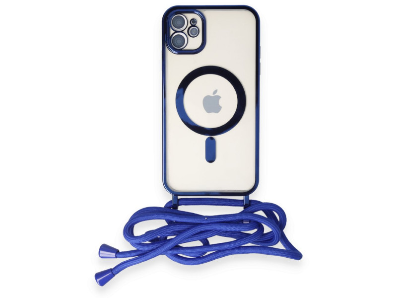 Newface iPhone 11 Kılıf Divo Lazer Askılı Magsafe Kapak - Mavi