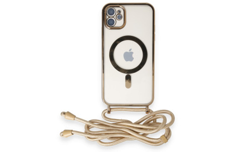 Newface iPhone 11 Kılıf Divo Lazer Askılı Magsafe Kapak - Gold