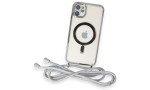 Newface iPhone 11 Kılıf Divo Lazer Askılı Magsafe Kapak - Gümüş