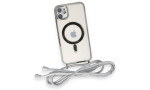 Newface iPhone 11 Kılıf Divo Lazer Askılı Magsafe Kapak - Gümüş