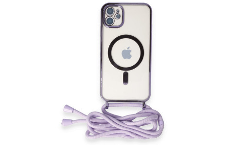 Newface iPhone 11 Kılıf Divo Lazer Askılı Magsafe Kapak - Lila